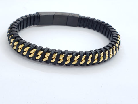 Black Leather Twisted Bracelet