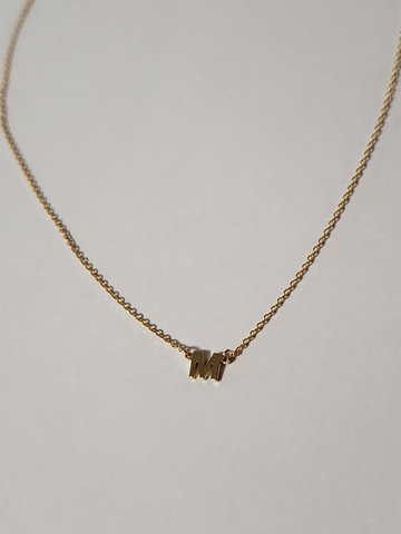 Gold Block Initial Necklace