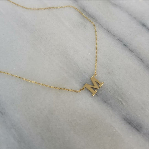 7mm Gold Initial Necklace