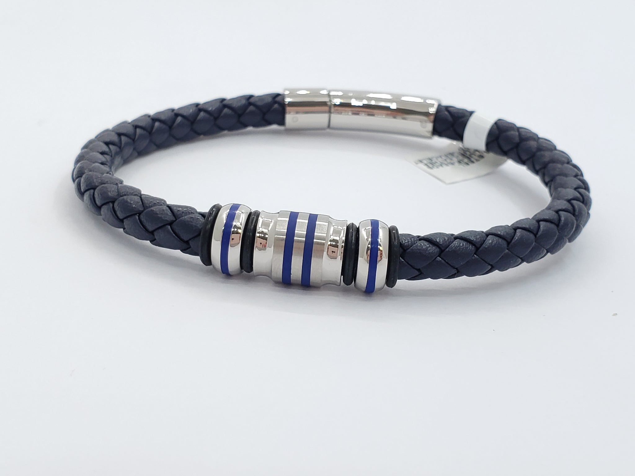 Blue Leather Bracelet